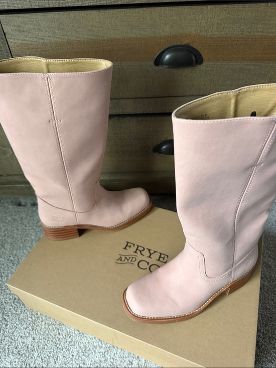 FRYE Pink Leather Mid-Calf Heeled Boots